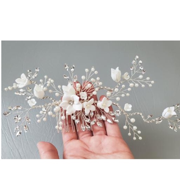 Bride Crystal flower Large Head Hairpieces wedding - Picture 4 of 7